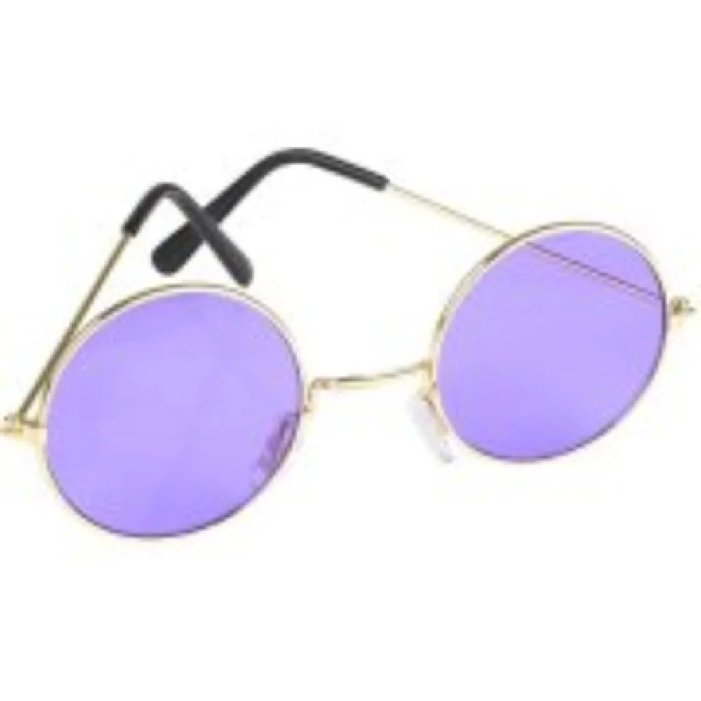 Lennon Purple Lens Round Hippie Sunglasses